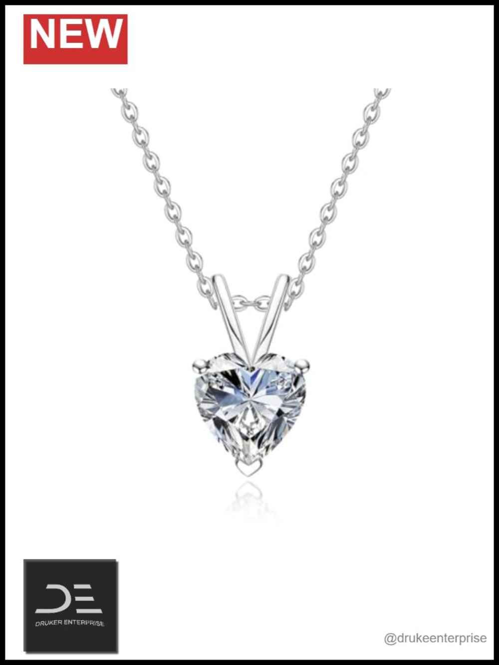 Moissanite Pendant Necklace 5CT Heart Cut D Color VVS1 925 Sterling Silver